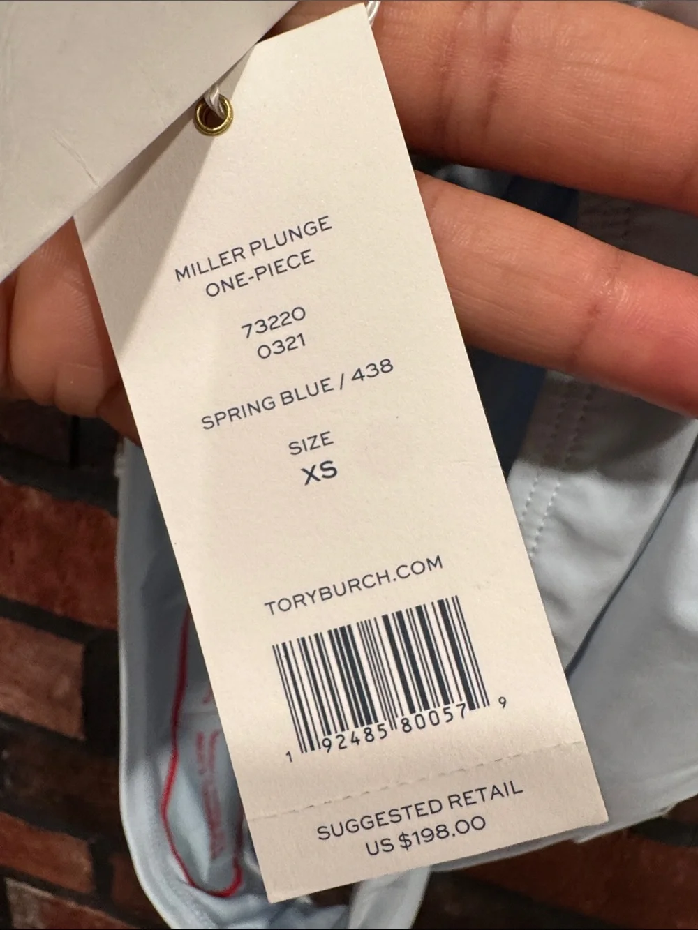 Tory Burch Light Blue V-Neck Bandeau One-Piece